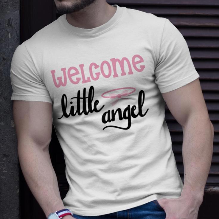 Baby Shower Text Design Welcome Little Angel Unisex T-Shirt Gifts for Him