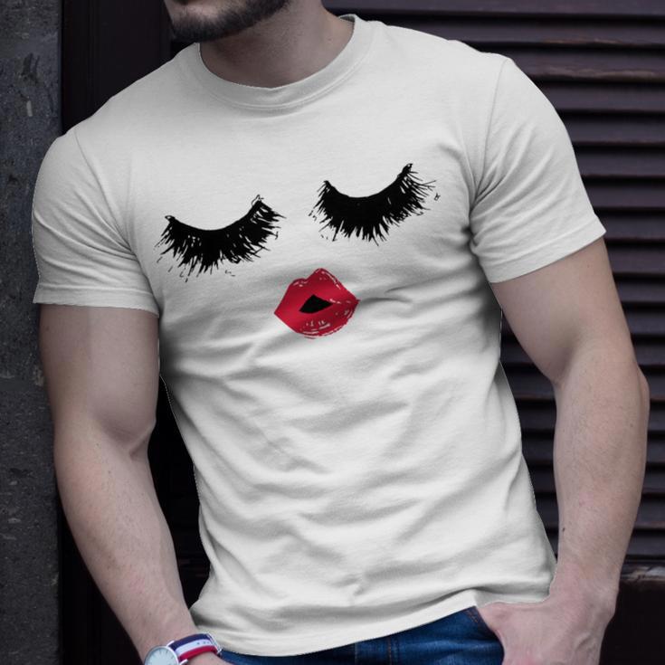 Black Eyelashes Red Lips Mother Day Gift Birthday Holiday Christmas Unisex T-Shirt Gifts for Him