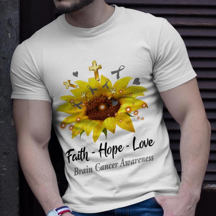 Brain Cancer Awareness Faith Hope Love Unisex T-Shirt Gifts for Him