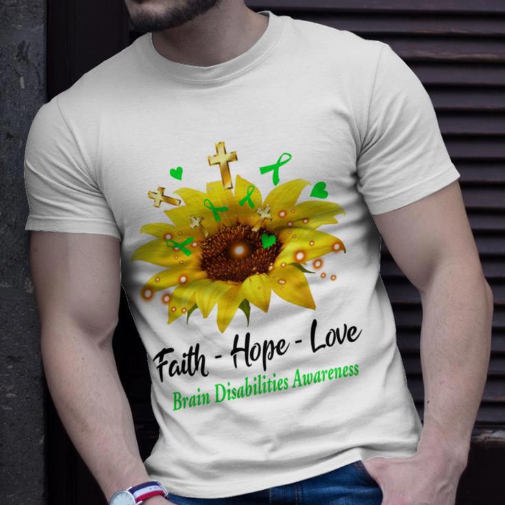 Brain Disabilities Awareness Faith Hope Love Unisex T-Shirt Gifts for Him