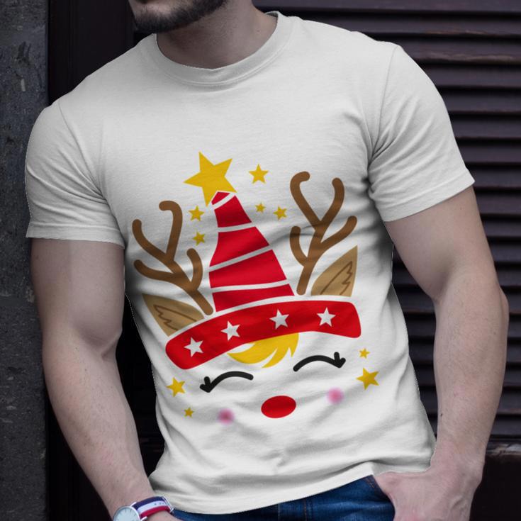 Christmas Unicorn Face Santicorn Cute V2 Unisex T-Shirt Gifts for Him