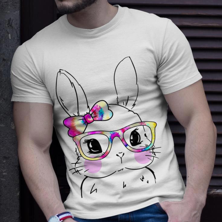 Cute Bunny Rabbit Face Tie Dye Glasses Girl Happy Easter Day Unisex T-Shirt Gifts for Him