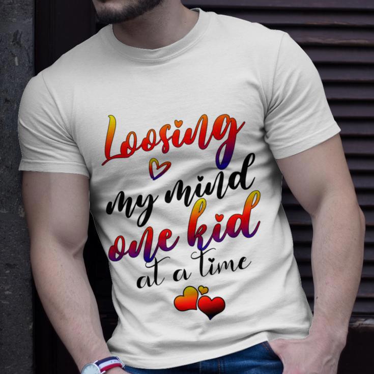 Cute Mom Loosing My Mind One Kid At A Time Mothers Day Gif Unisex T-Shirt Gifts for Him