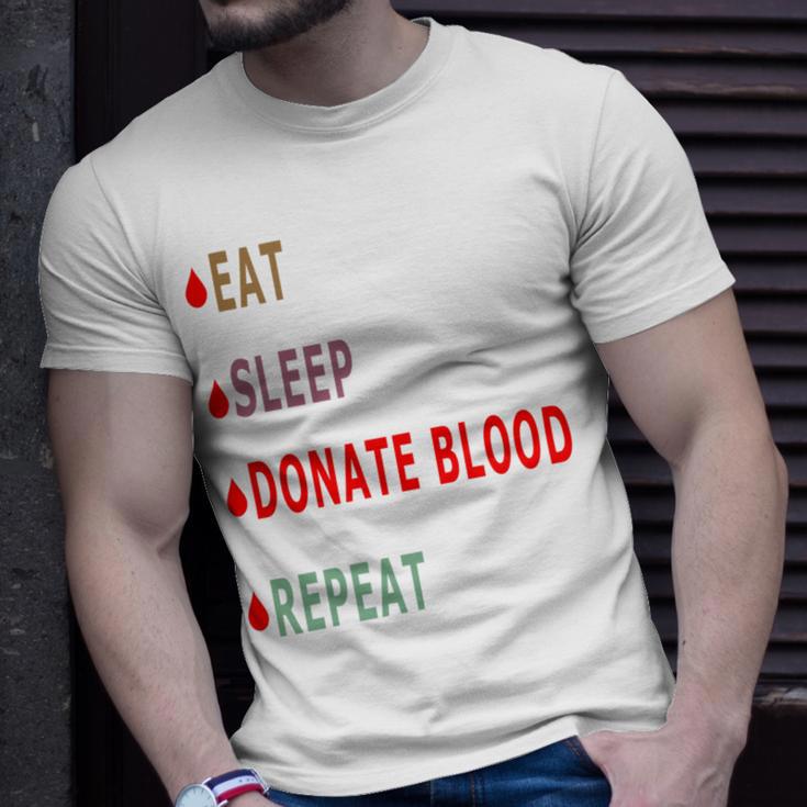 Eat Sleep Donate Blood Repeat Blood Donation Blood Donation Awareness Unisex T-Shirt Gifts for Him