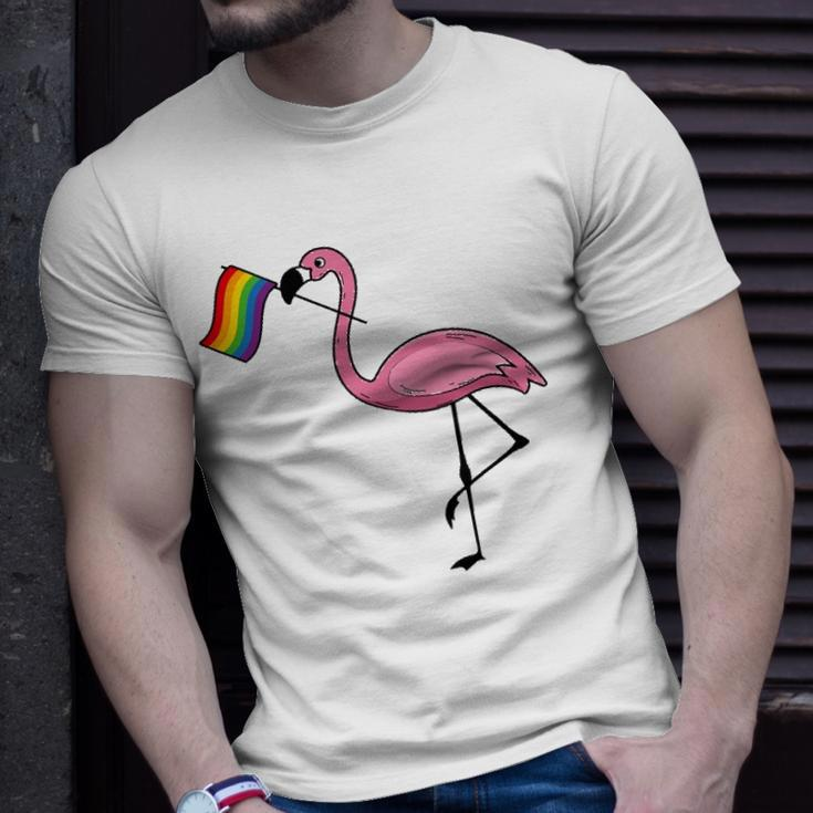 Flamingo Lgbt Flag Cool Gay Rights Supporters Gift Unisex T-Shirt Gifts for Him