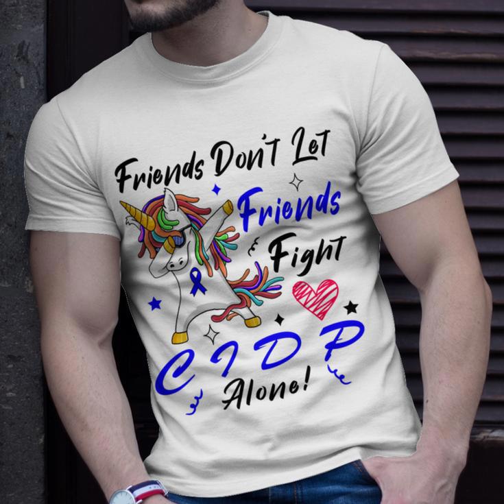 Friends Dont Let Friends Fight Chronic Inflammatory Demyelinating Polyneuropathy Cidp Alone Unicorn Blue Ribbon Cidp Support Cidp Awareness Unisex T-Shirt Gifts for Him