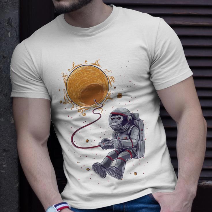 Funny Astronaut Monkey Blowing Sun V2 Unisex T-Shirt Gifts for Him