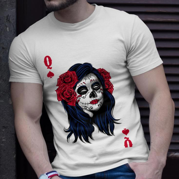 Halloween Sugar Skull With Red Floral Halloween Gift By Mesa Cute Unisex T-Shirt Gifts for Him