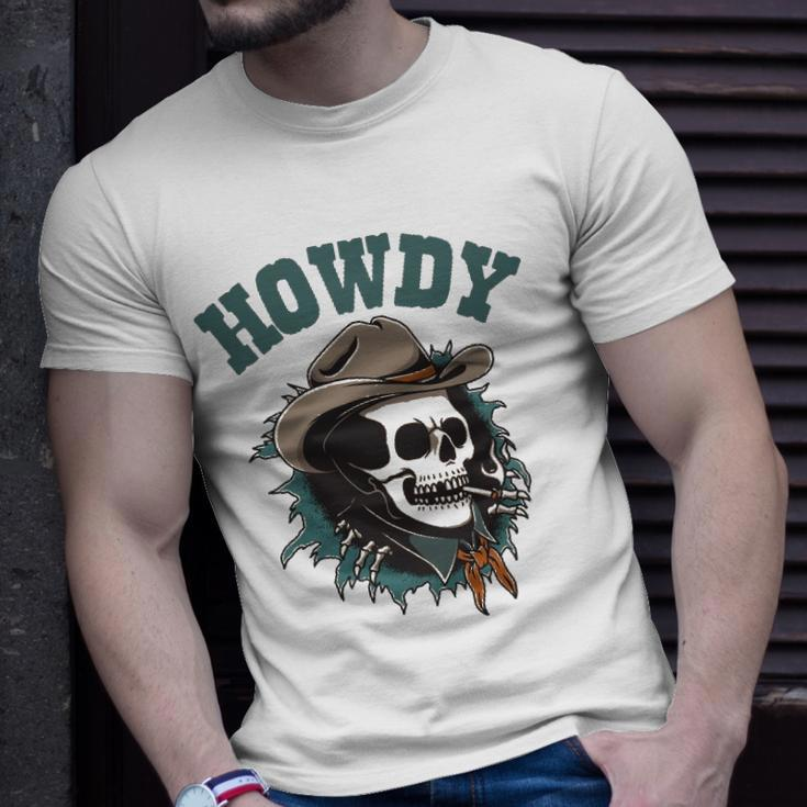 Howdy Cowboy Skull Western Rodeo Vintage Country Southern Unisex T-Shirt Gifts for Him