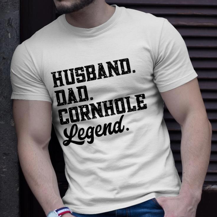 Husband Dad Cornhole Legend Bean Bag Lover Unisex T-Shirt Gifts for Him