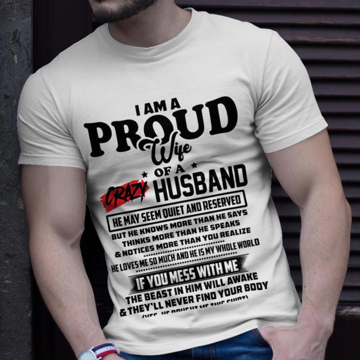 I Am A Proud Wife Of A Crazy Husband V2 Unisex T-Shirt Gifts for Him