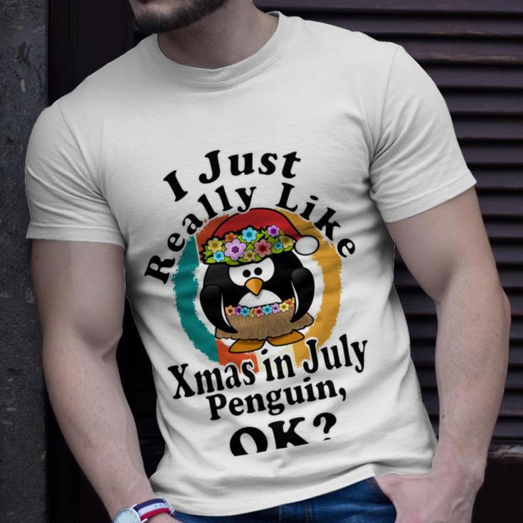 I Really Like Xmas In July Penguin Ok Unisex T-Shirt Gifts for Him