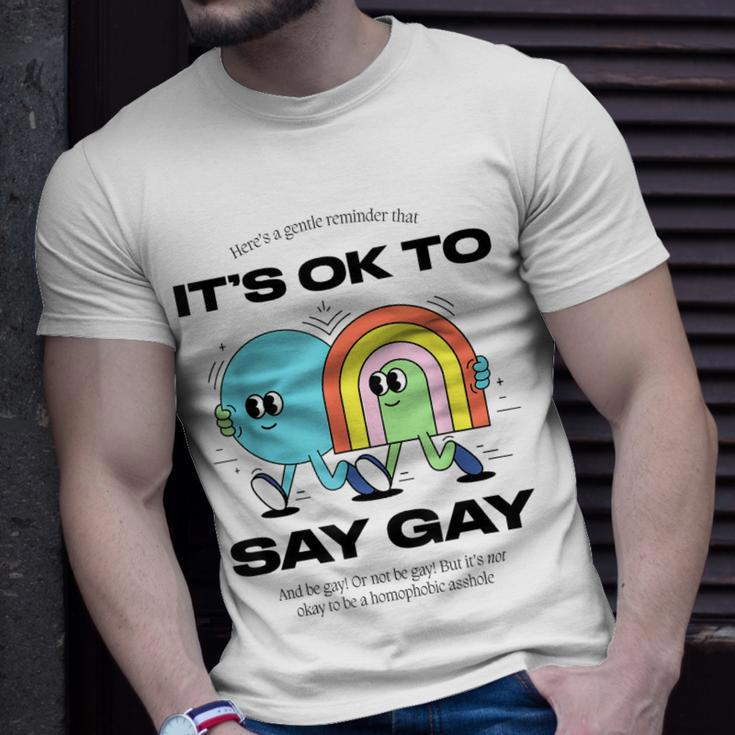 Its Ok To Say Gay Florida Lgbt Gay Pride Protect Trans Kids Unisex T-Shirt Gifts for Him