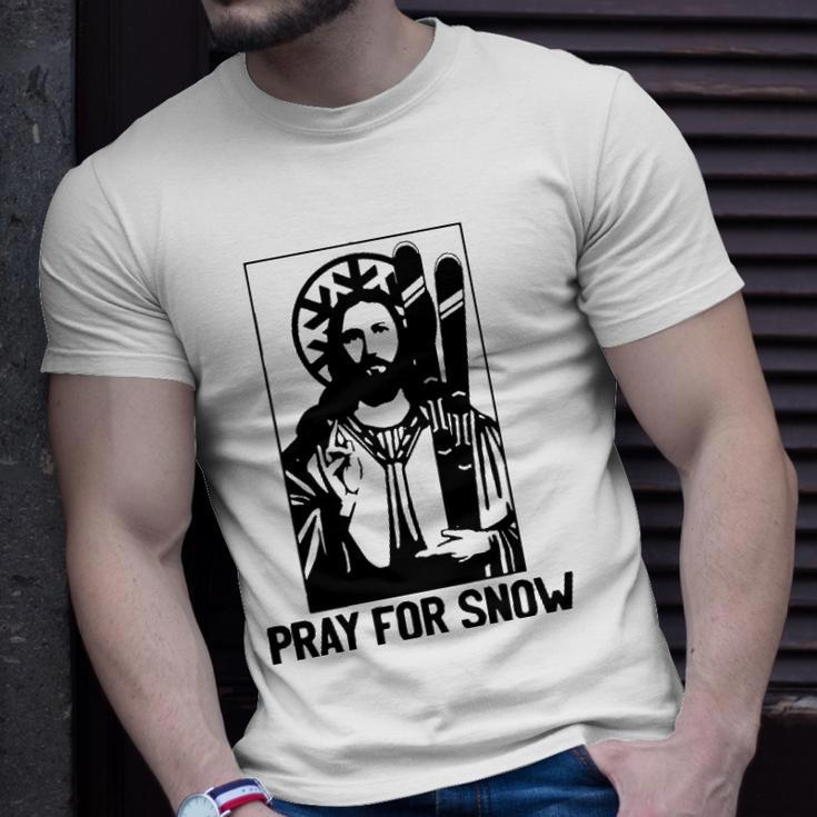 Jesus Christmas Pray For Snow Unisex T-Shirt Gifts for Him