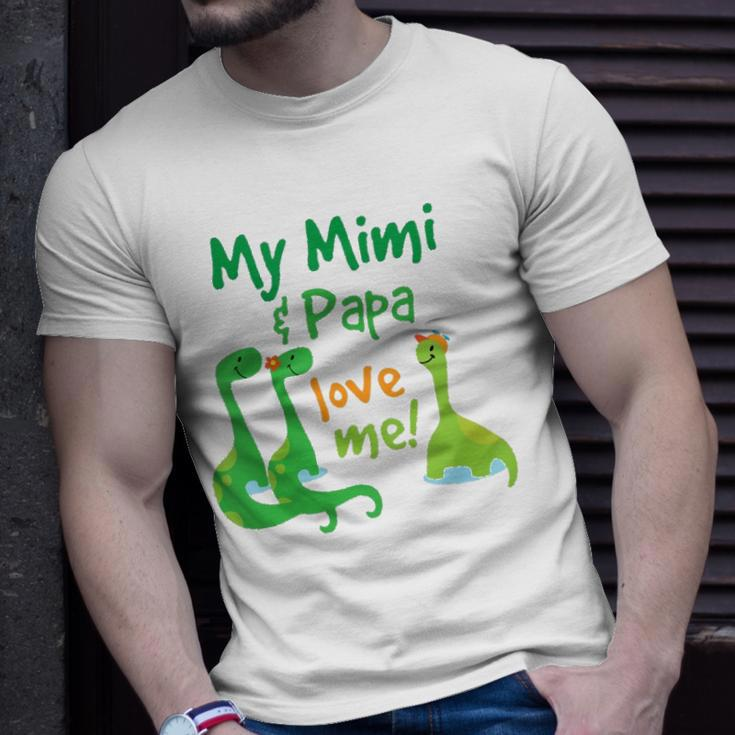 Kids My Mimi And Papa Love Me Dinosaur Grandson Unisex T-Shirt Gifts for Him