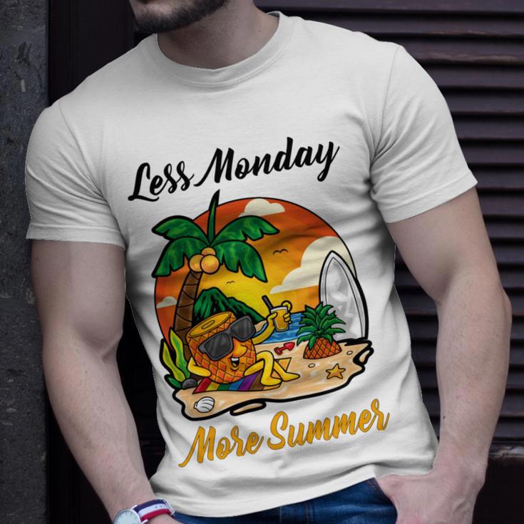 Less Monday More Summer Funny Pineapple Gift Pineapple Lover Unisex T-Shirt Gifts for Him