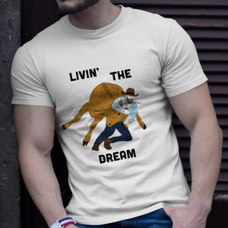 Livin The Dream Rodeo Cowboy Unisex T-Shirt Gifts for Him