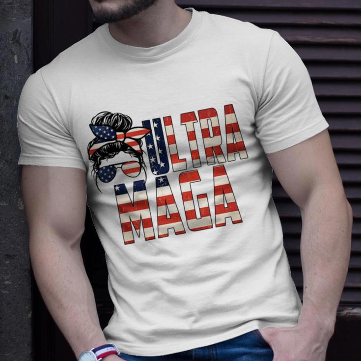 Messy Bun Ultra Maga Flag Sublimation Unisex T-Shirt Gifts for Him