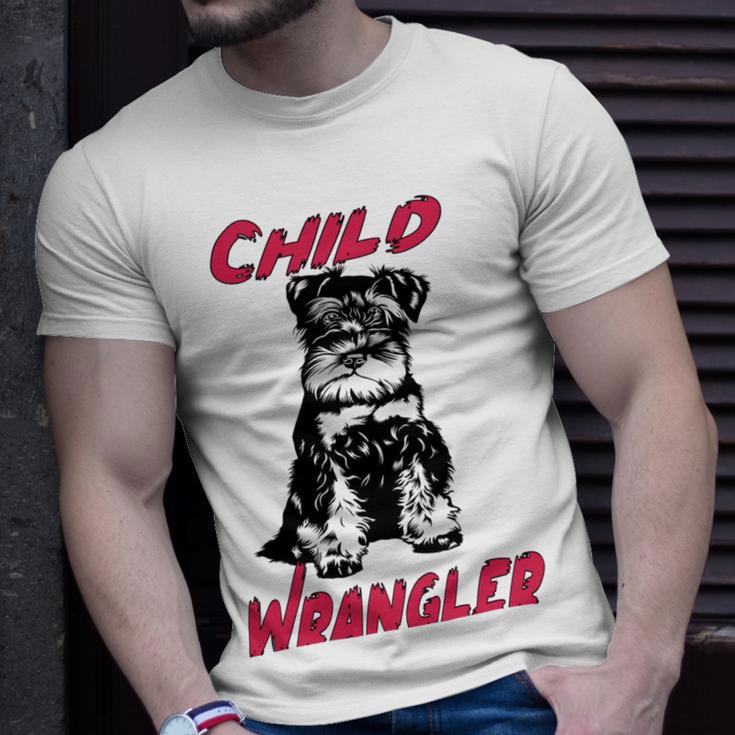 Miniature Schnauzer At Home Child Wrangler Multi Tasking Dog Unisex T-Shirt Gifts for Him