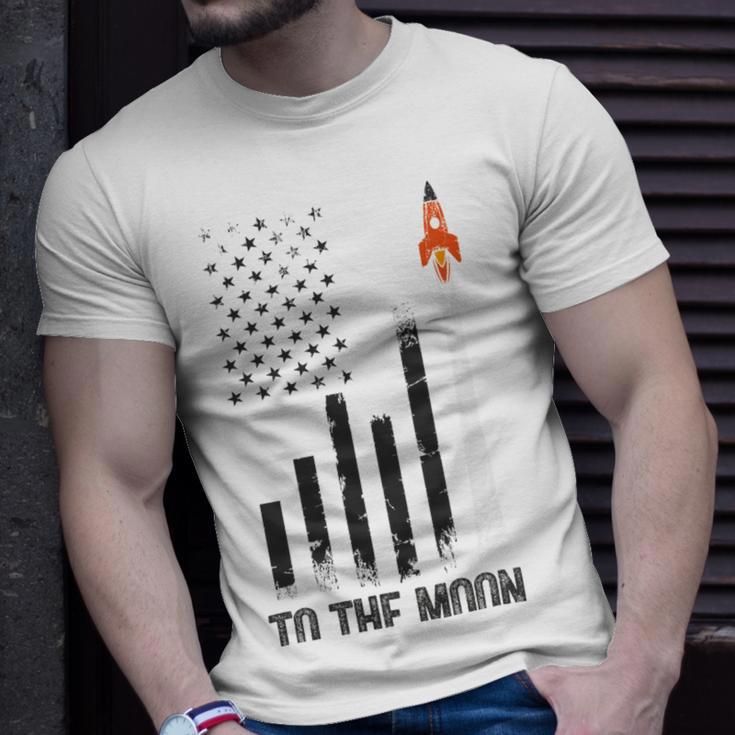 Official To The Moon Distressed Us Flag Stock Market Amc Gme Investor Cryptocurrency Investor Funny Unisex T-Shirt Gifts for Him