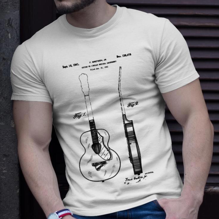 Patent Drawing Old Acoustic Guitar Unisex T-Shirt Gifts for Him