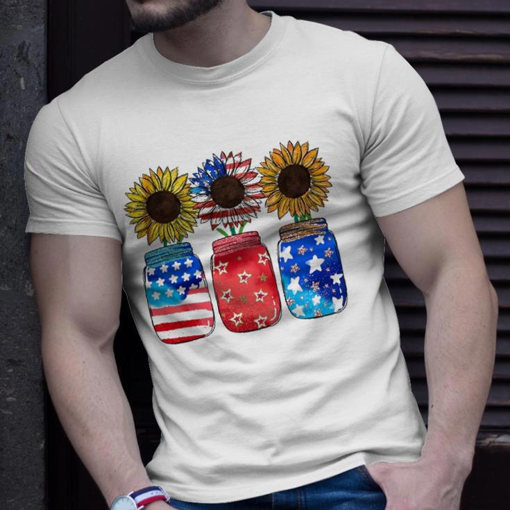 Patriotic Jar Sunflower American Flag Funny 4Th Of July Unisex T-Shirt Gifts for Him