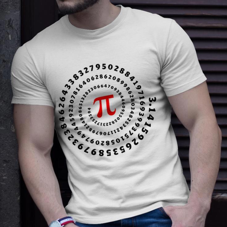 Pi Π Spiral Science Mathematics Math Irrational Number Sequence Unisex T-Shirt Gifts for Him