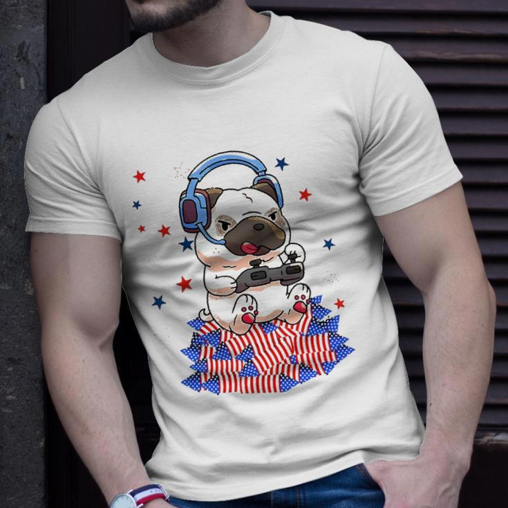 Pug Game Puppy Controller 4Th Of July Boys Kids Video Gamer Unisex T-Shirt Gifts for Him
