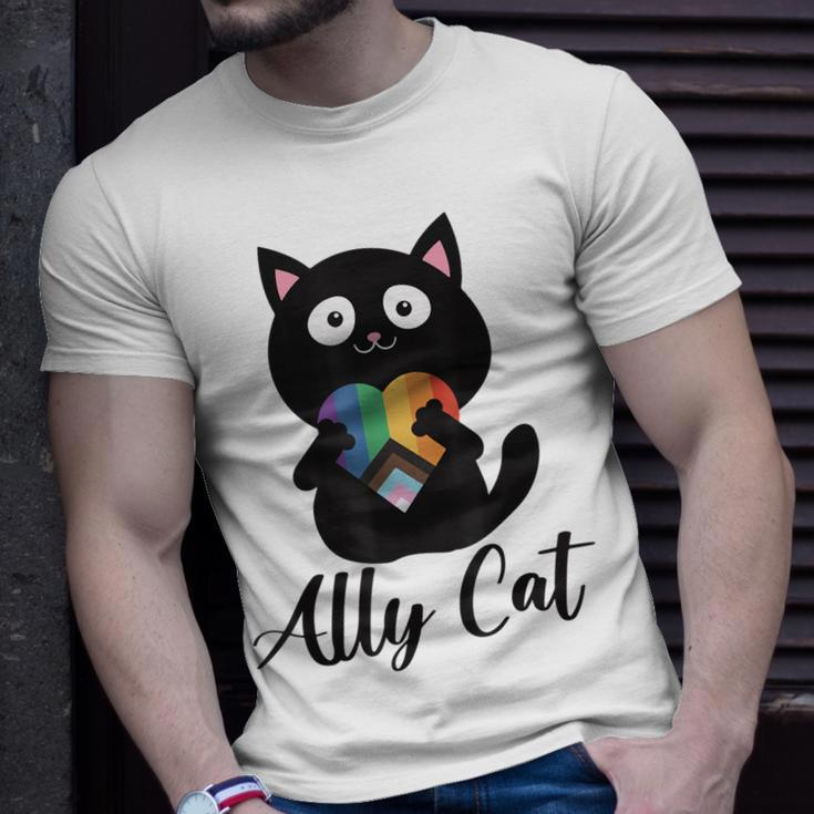 Rainbow Ally Cat Lgbt Gay Pride Flag Heart Men Women Kids Unisex T-Shirt Gifts for Him