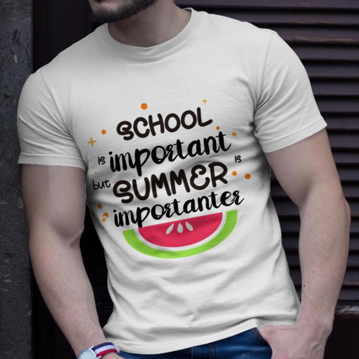 School Is Important But Summer Is Importanter Watermelon Design Unisex T-Shirt Gifts for Him