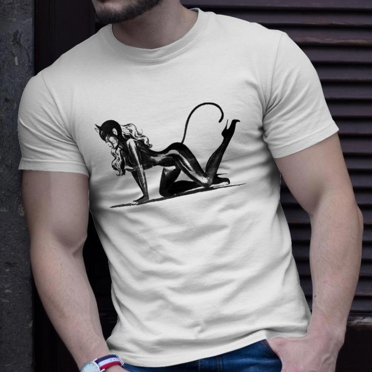 Sexy Catsuit Latex Black Cat Costume Cosplay Pin Up Girl Unisex T-Shirt Gifts for Him