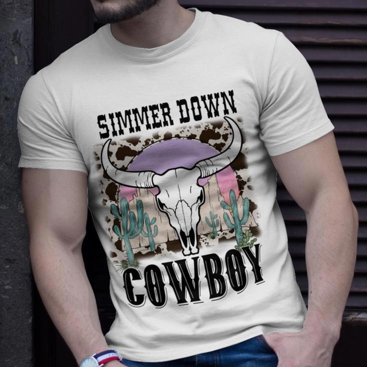 Simmer Down Cowboy Western Style Gift Unisex T-Shirt Gifts for Him