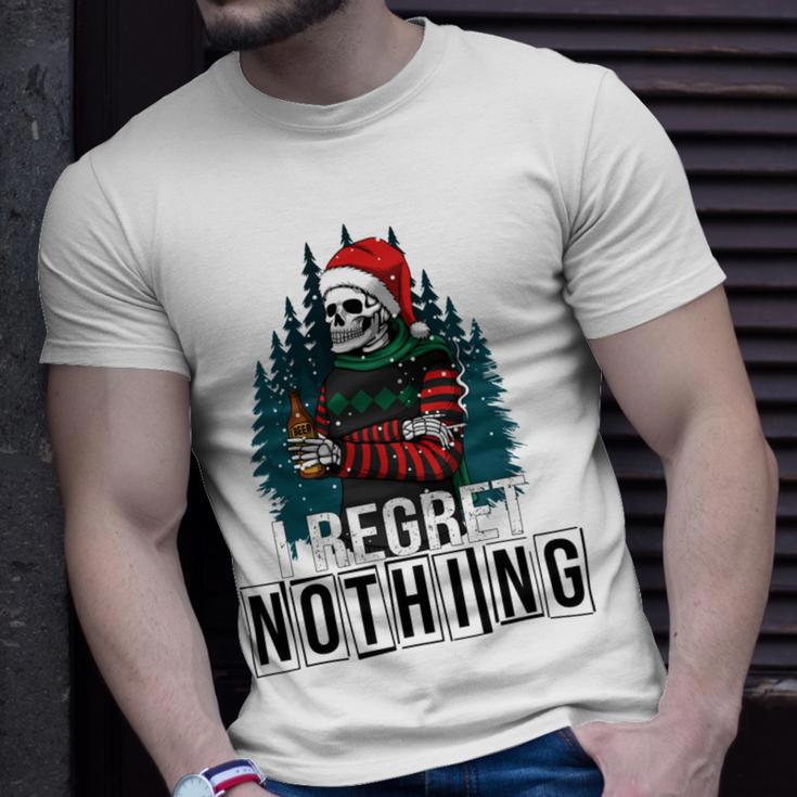 Skeleton Santa I Regret Nothing Christmas Unisex T-Shirt Gifts for Him