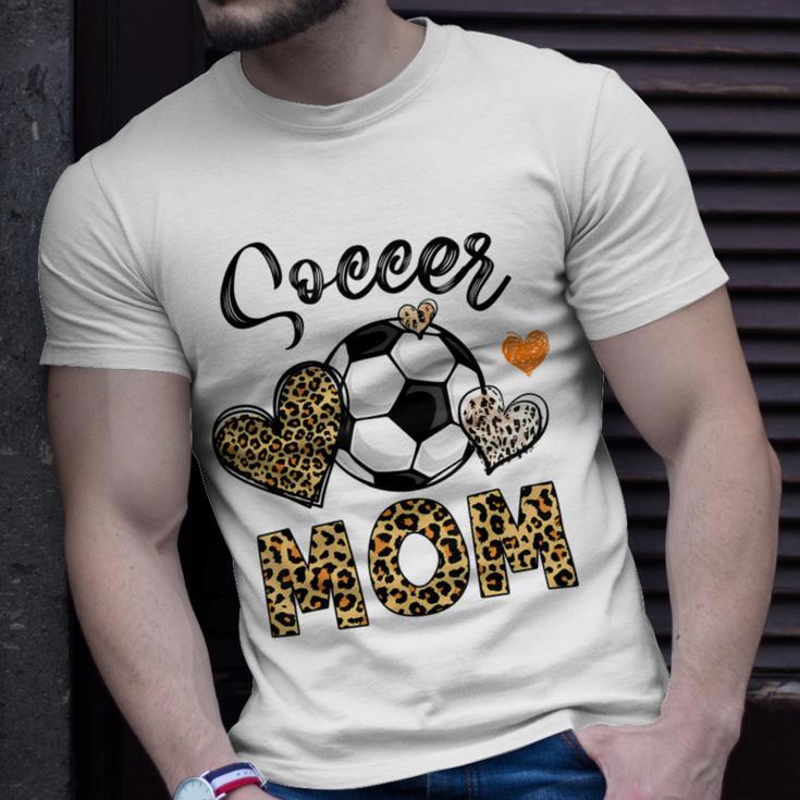 Soccer Mom Game Day Cheer Mom Leopard Mothers Day Unisex T-Shirt Gifts for Him