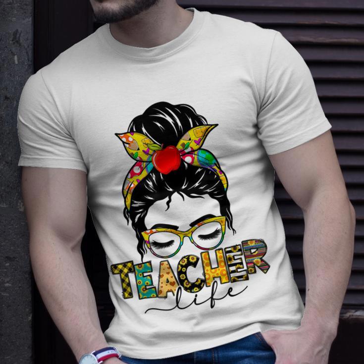 Teacher Life Messy Bun Hair Women Teachers Day Unisex T-Shirt Gifts for Him