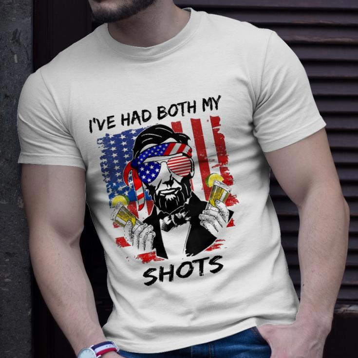 Womens Lincoln 4Th Of July Ive Had Both My Shots Funny Men Women V-Neck Unisex T-Shirt Gifts for Him