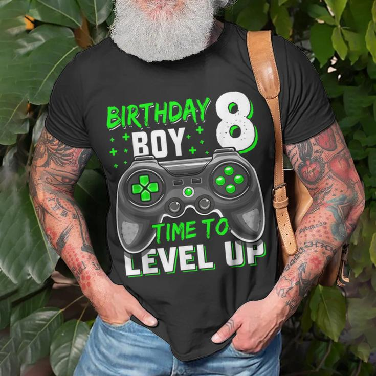 8Th Birthday Boy Eight Yrs Old Level 8 Unlocked Video Gamer Unisex T-Shirt Gifts for Old Men