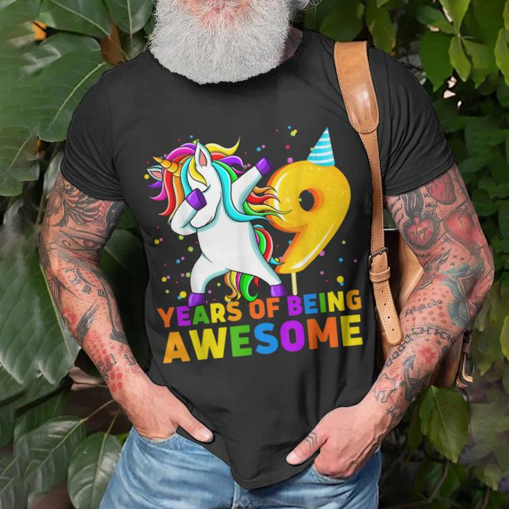 9 Years Old Unicorn Dabbing 9Th Birthday Unicorn Party Unisex T-Shirt Gifts for Old Men