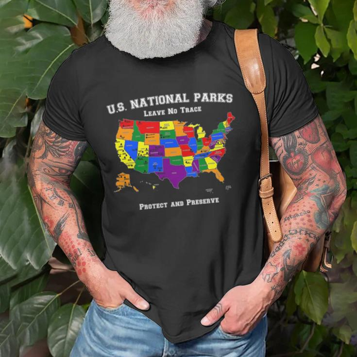 All 63 Us National Parks Design For Campers Hikers Walkers Unisex T-Shirt Gifts for Old Men