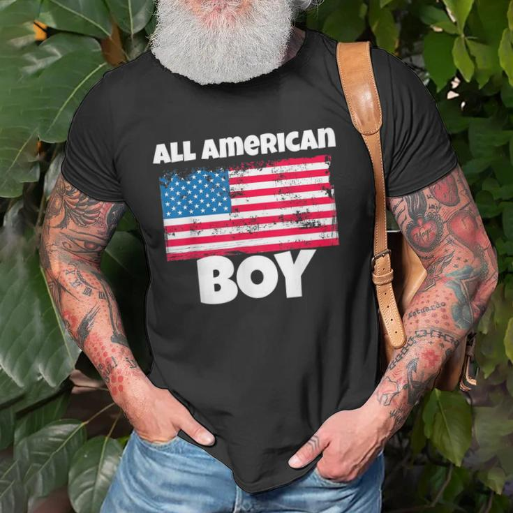 All American Boy Usa Flag Distressed 4Th Of July Unisex T-Shirt Gifts for Old Men