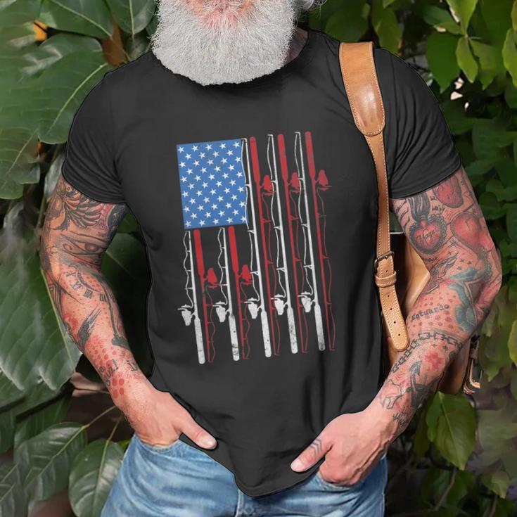 American Flag Fishing Patriotic FishermanFishing Rods Flag Unisex T-Shirt Gifts for Old Men