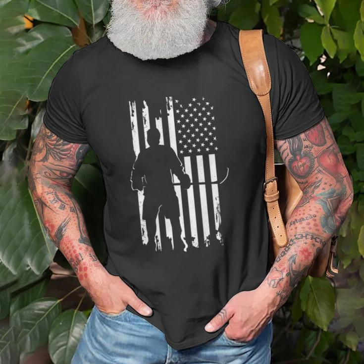 American Flag Hockey Apparel - Hockey Unisex T-Shirt Gifts for Old Men