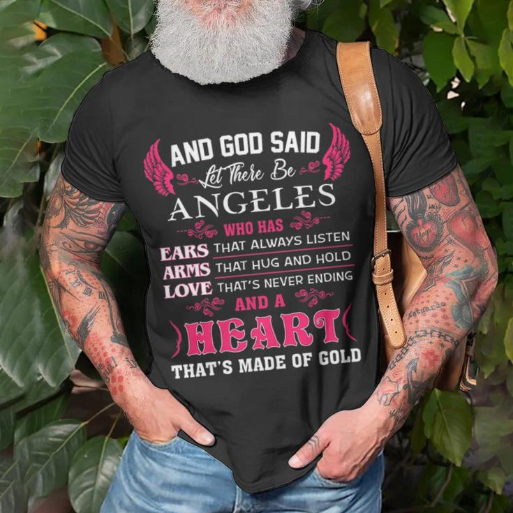 Angeles Name And God Said Let There Be Angeles T-Shirt Gifts for Old Men