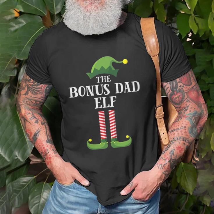 Bonus Dad Elf Matching Family Group Christmas Party Pajama Unisex T-Shirt Gifts for Old Men