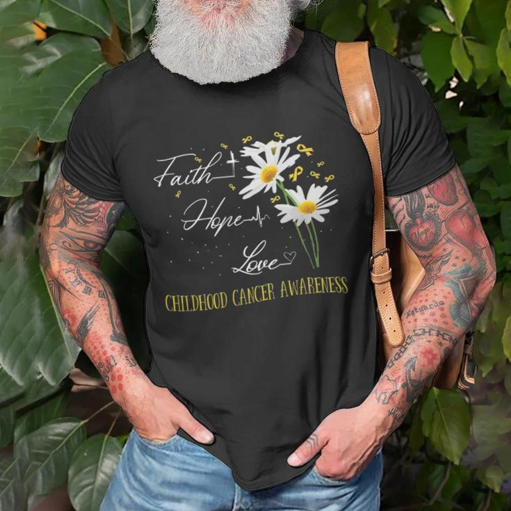 Childhood Cancer Awareness Faith Hope Love Awareness T-shirt Gifts for Old Men