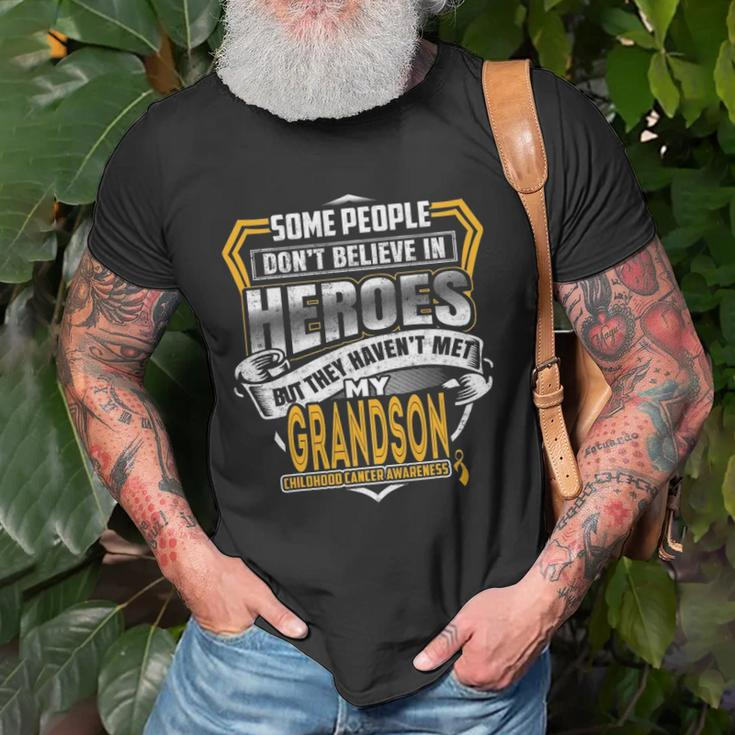 Childhood Cancer Warrior - I Wear Gold For My Grandson Unisex T-Shirt Gifts for Old Men
