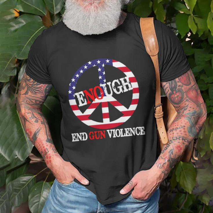 Enough Peace Sign Us Flag End Gun Violence Unisex T-Shirt Gifts for Old Men