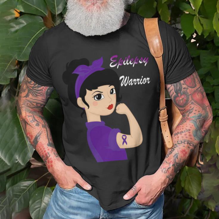 Epilepsy Warrior Strong Women Purple Ribbon Epilepsy Epilepsy Awareness V2 Unisex T-Shirt Gifts for Old Men