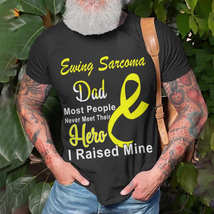 Ewings Sarcoma Dad Most People Never Meet Their Hero I Raised Mine Yellow Ribbon Ewings Sarcoma Ewings Sarcoma Awareness Unisex T-Shirt Gifts for Old Men