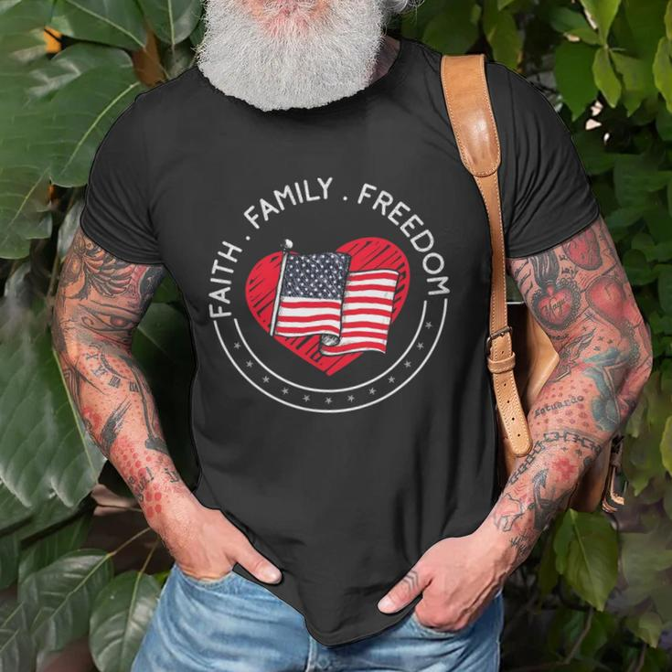 Faith Family Freedom American Patriotism Christian Faith Unisex T-Shirt Gifts for Old Men